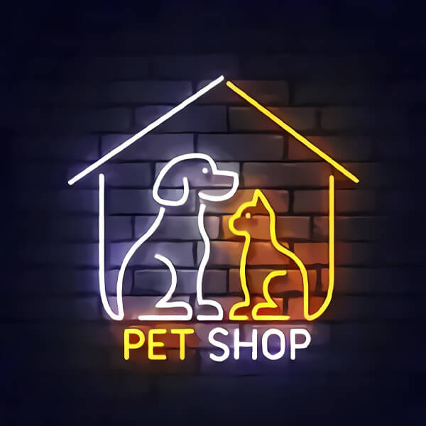 Cat and Dog Couple LED Neon Sign