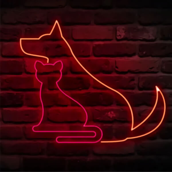Cat and Dog Neon Sign