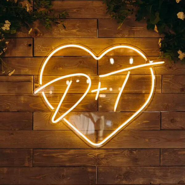 Custom Initials Heart Neon Wedding Sign