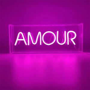 Amour Neon Acrylic Box Sign