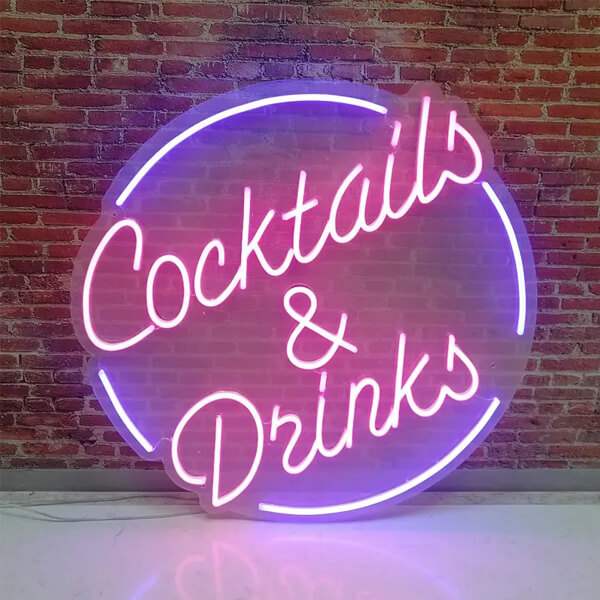 Cocktails and Drinks Neon Sign for Sale