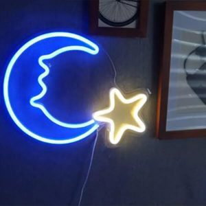 Moon and Star Neon Sign